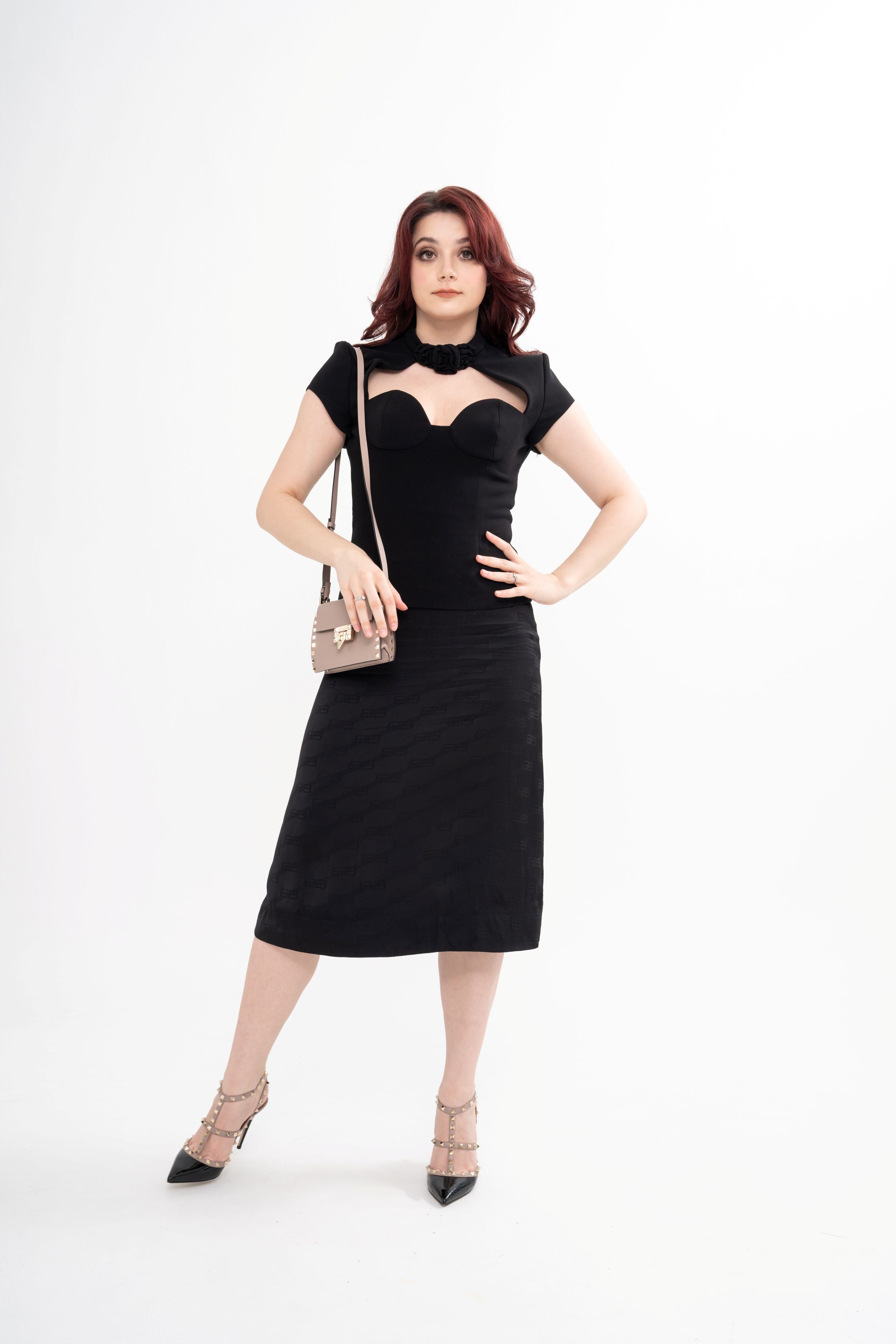 Magda Butrym wool-blend top for rental, front cutout, photographed in Sri Hartamas, Malaysia.