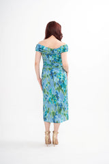 Detail of the off-the-shoulder neckline and the seam work on the back of the Carolina Herrera dress, available for rental in Kuala Lumpur, Malaysia