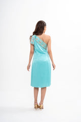 Detail of the fit of the Dior embellished dress, emphasizing the tailored waist and hip line, available for rental in Kuala Lumpur, Malaysia.