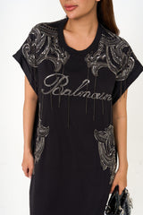 Close-up of Balmain chain mini dress with chain-link embroidery rental Malaysia