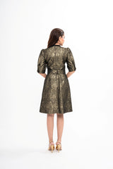 D&G Brocade Mini Dress Rental | Metallic button | Doorstep delivery