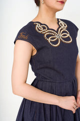 Close up view of Fendi Dress Scarf Bow and Logo for rental walk in Sri Hartamas Boutique