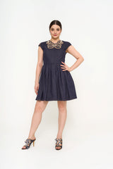 Full front view of Fendi Dress Scarf Bow and Logo for rental walk in Sri Hartamas Boutique and model is posing