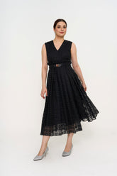 Fendi organza embroidered midi dress front view black silk rental Sri Hartamas Kuala Lumpur