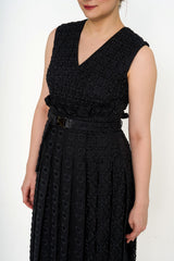 Close-up of Fendi black silk organza midi dress embroidery detail rental Malaysia