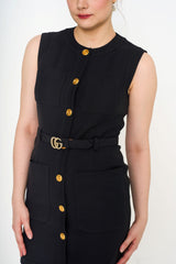 Back view of Gucci GG Cady Vest Mini black silk luxury dress rental Malaysia