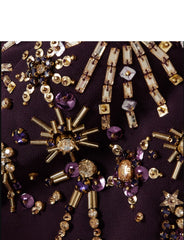 Close-up of Jenny Packham cape sleeves with silver and gold bead embroidery rental Malaysia