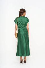 Back view of the emerald Lela Rose dress, showing the seamless finish with the concealed hook and zip fastening, available for rental in Kuala Lumpur, Malaysia.