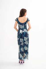 Detail of the concealed back zip fastening and the partial lining inside the Marchesa Notte dress, available for rental in Kuala Lumpur, Malaysia.