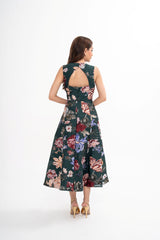 Detail of the concealed back zip and the functional side slit pocket on the Marchesa Notte dress, available for rental in Kuala Lumpur, Malaysia.