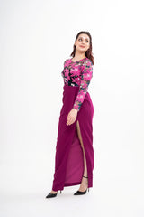 Marchesa Notte gown for rental, featuring draped tulle, embroidered lace sleeves, and a bodice cutout, photographed in Sri Hartamas, Malaysia.