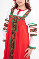 Close-up of the authentic Russian Kokoshnik traditional headpiece, highlighting the shape and fine embroidery detailing, for rental.