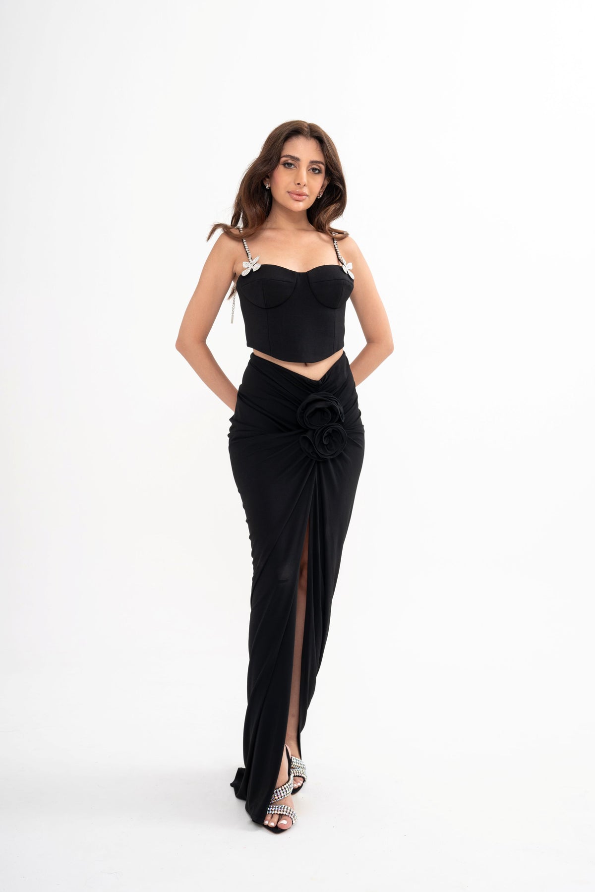 AREA Crystal-embellished bustier top (US4)