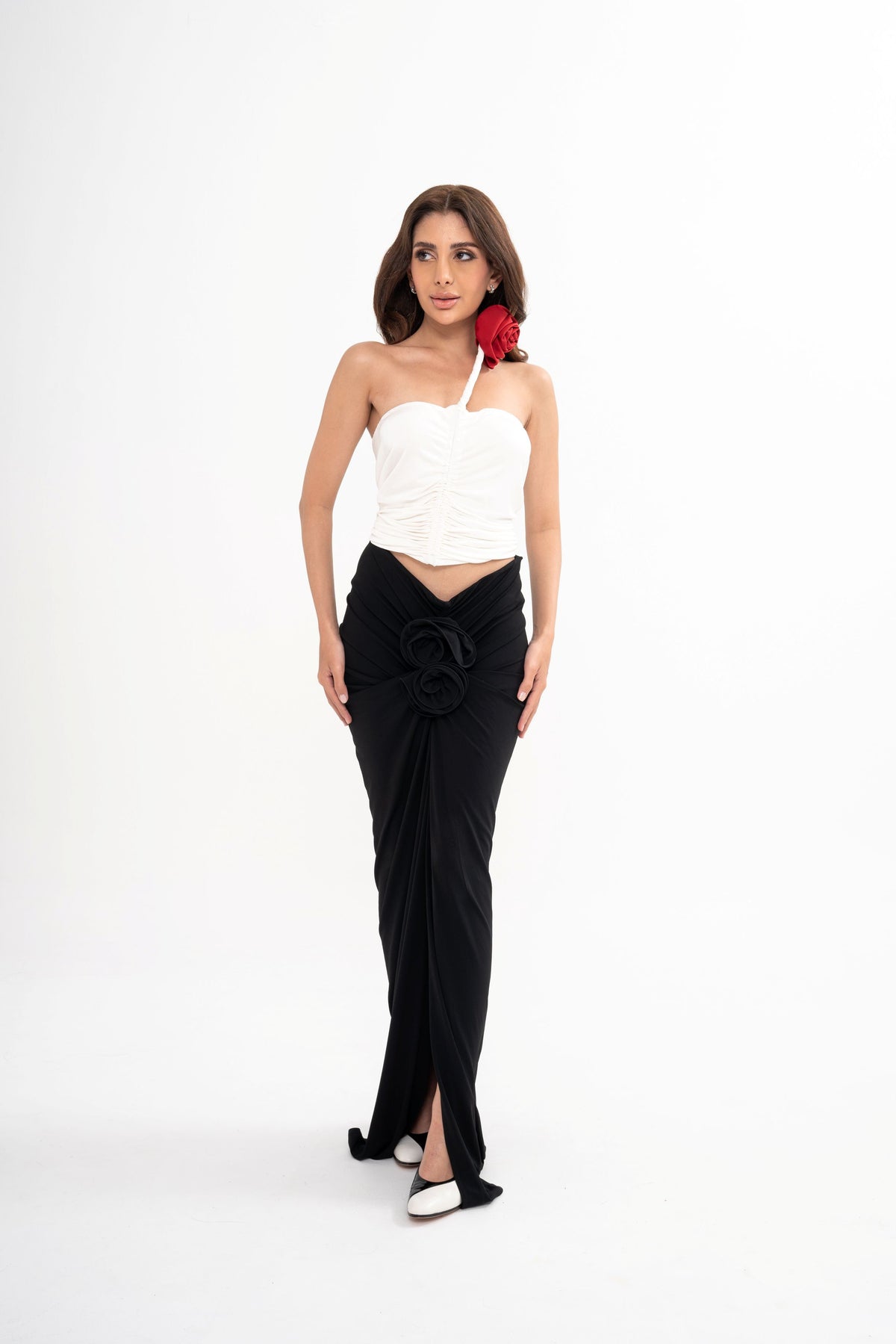 MAGDA BUTRYM One-shoulder appliquéd ruched jersey bustier top (FR36)