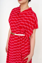 BALENCIAGA BB Monogram Red Silk Crepe Midi Dress