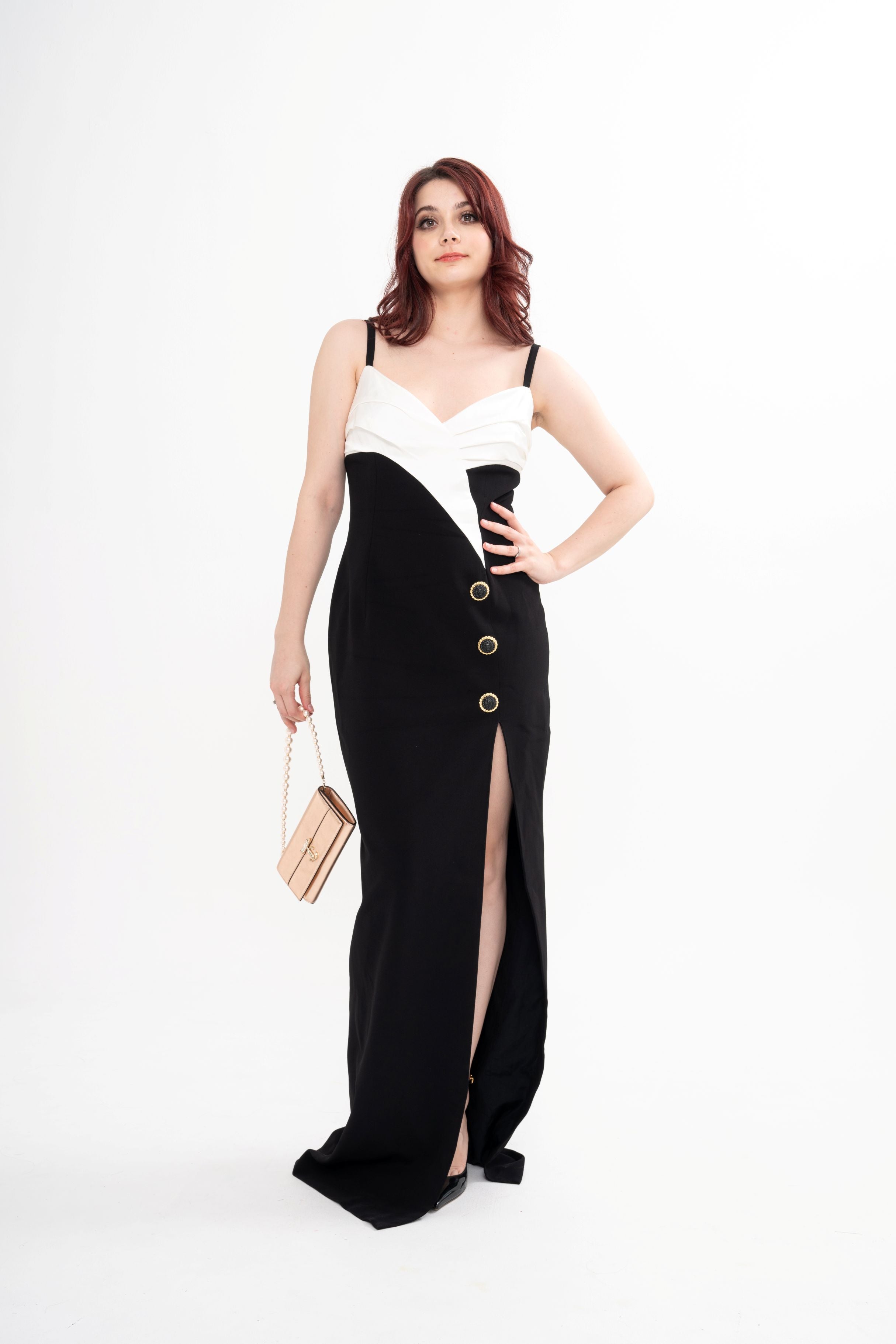 BALMAIN  Black&white maxi dress (FR42)
