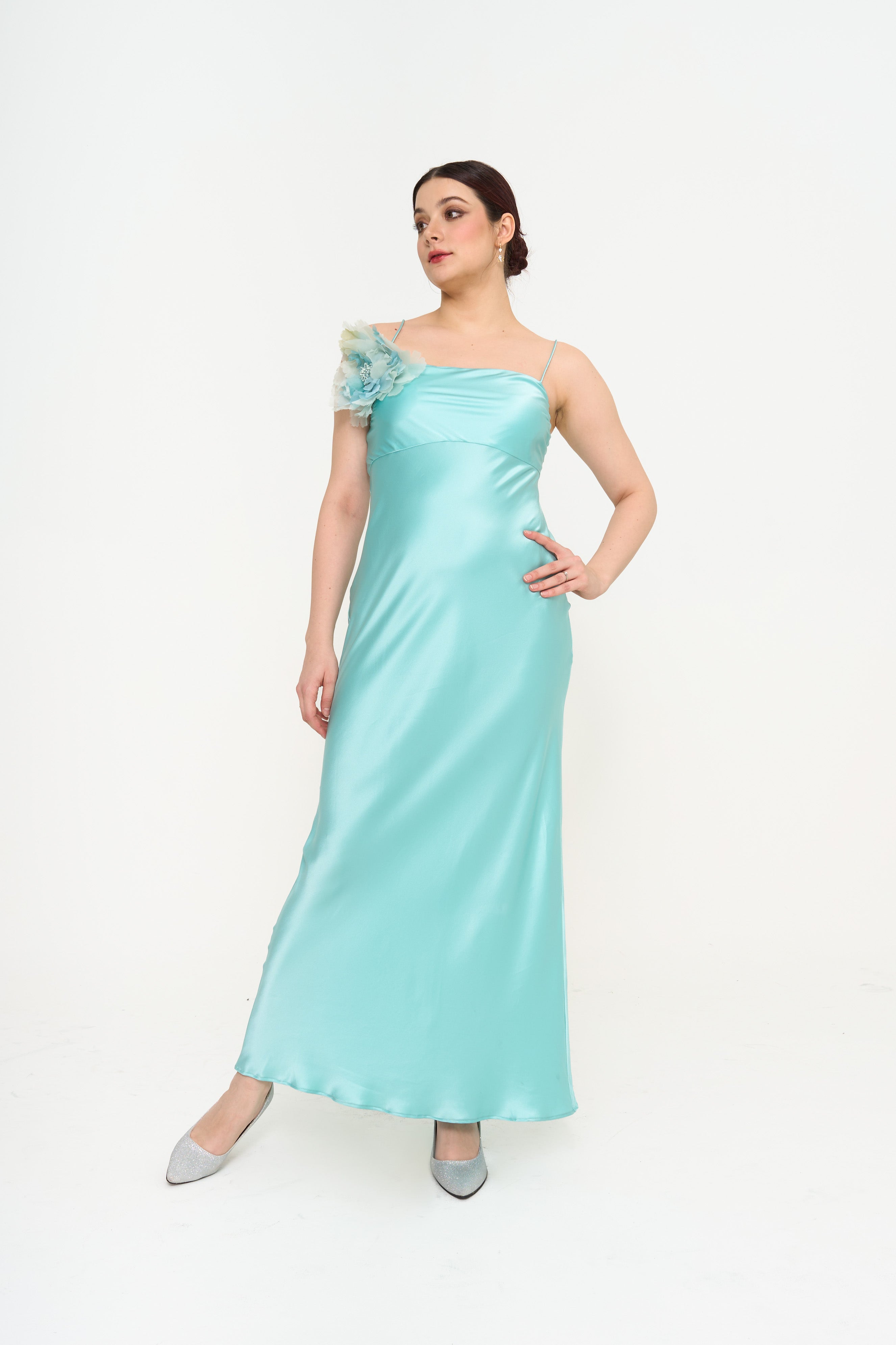 Designer Dress Rental KL | Gucci Turquoise w/ Brooch |