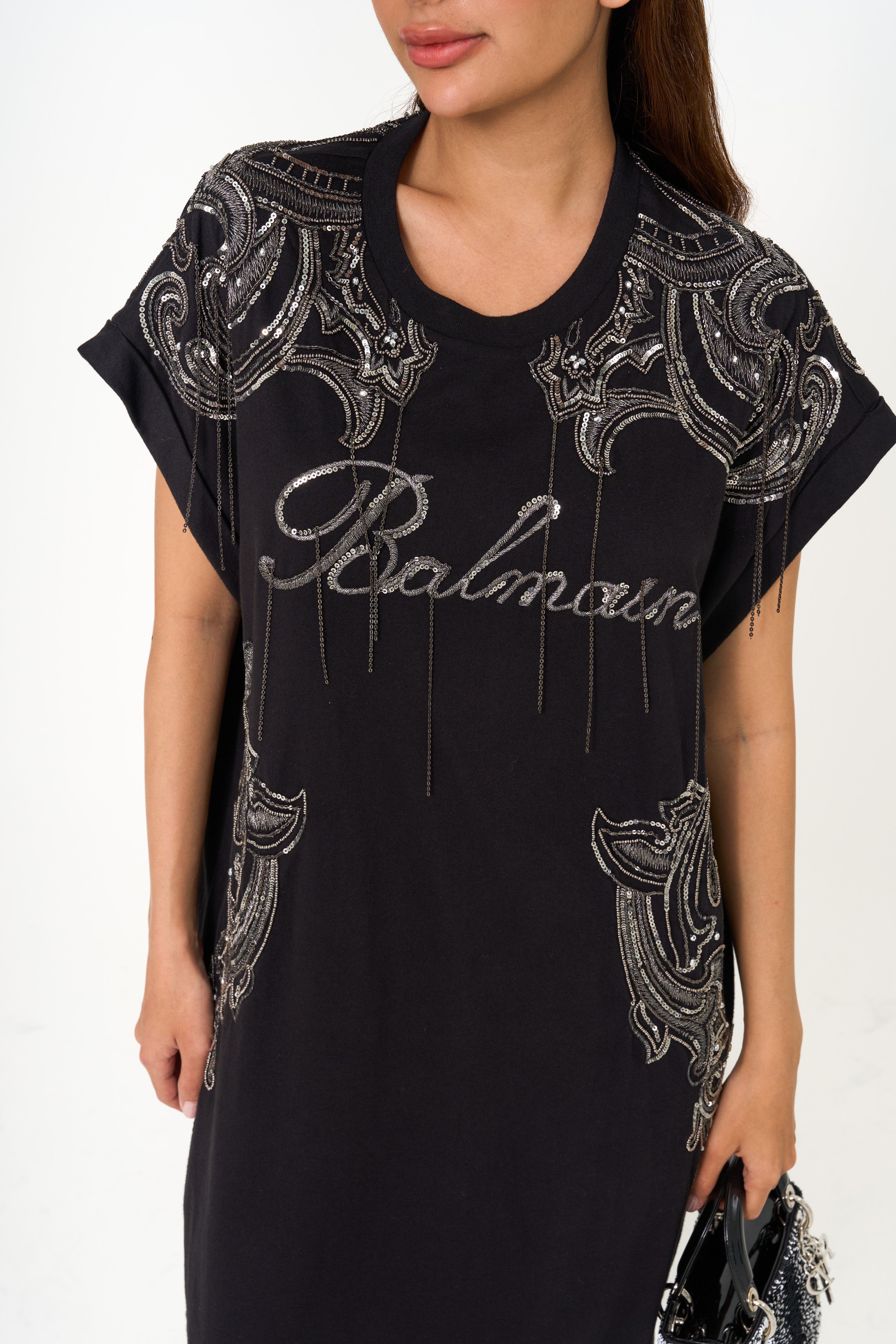 Rent Balmain Chain Mini Dress | Luxury Black Evening Wear