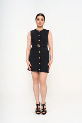 GUCCI Black GG Cady Vest Silk Mini Dress (IT42)