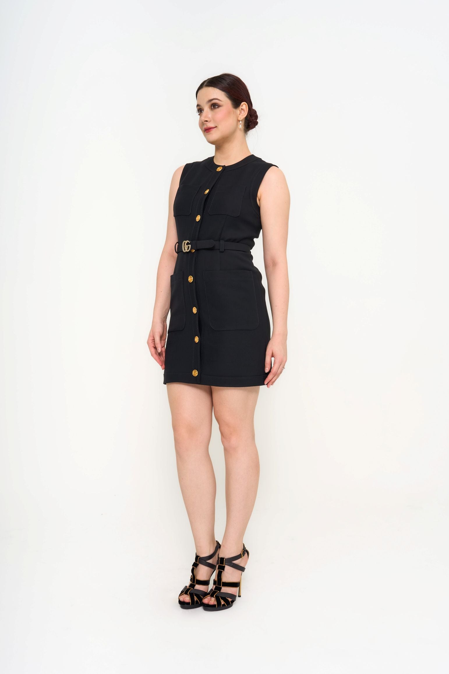 GUCCI Black GG Cady Vest Silk Mini Dress (IT42)