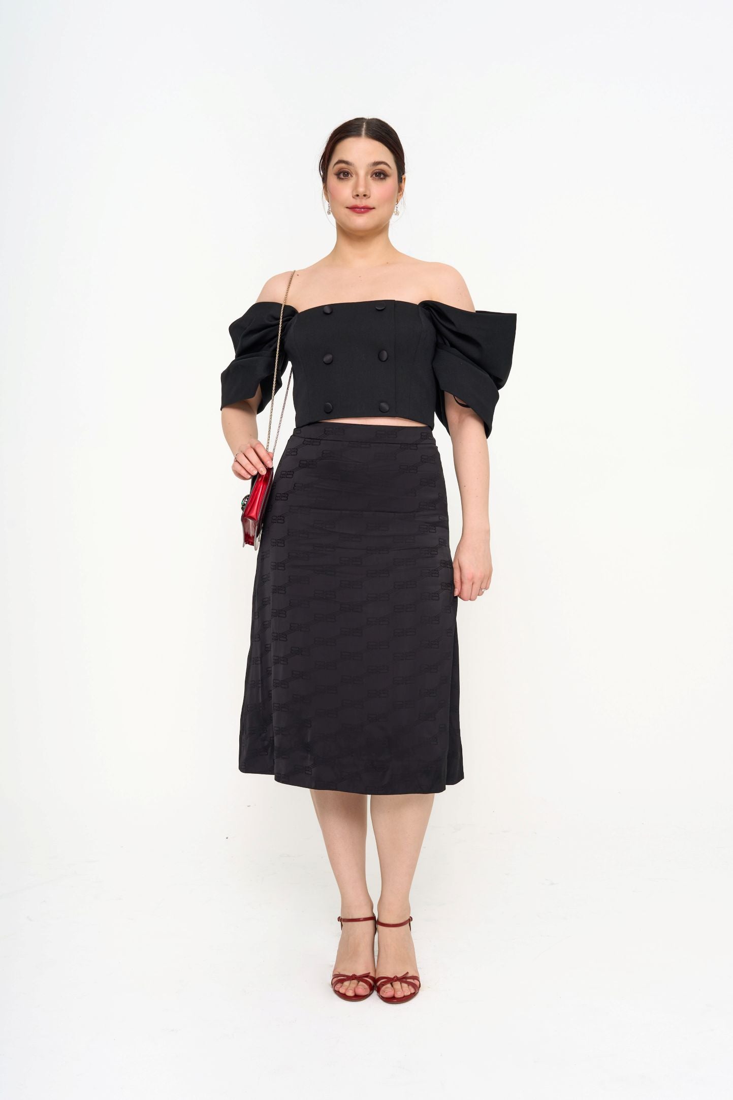 CAROLINA HERRERA Black wool-blend bustier top (US8)