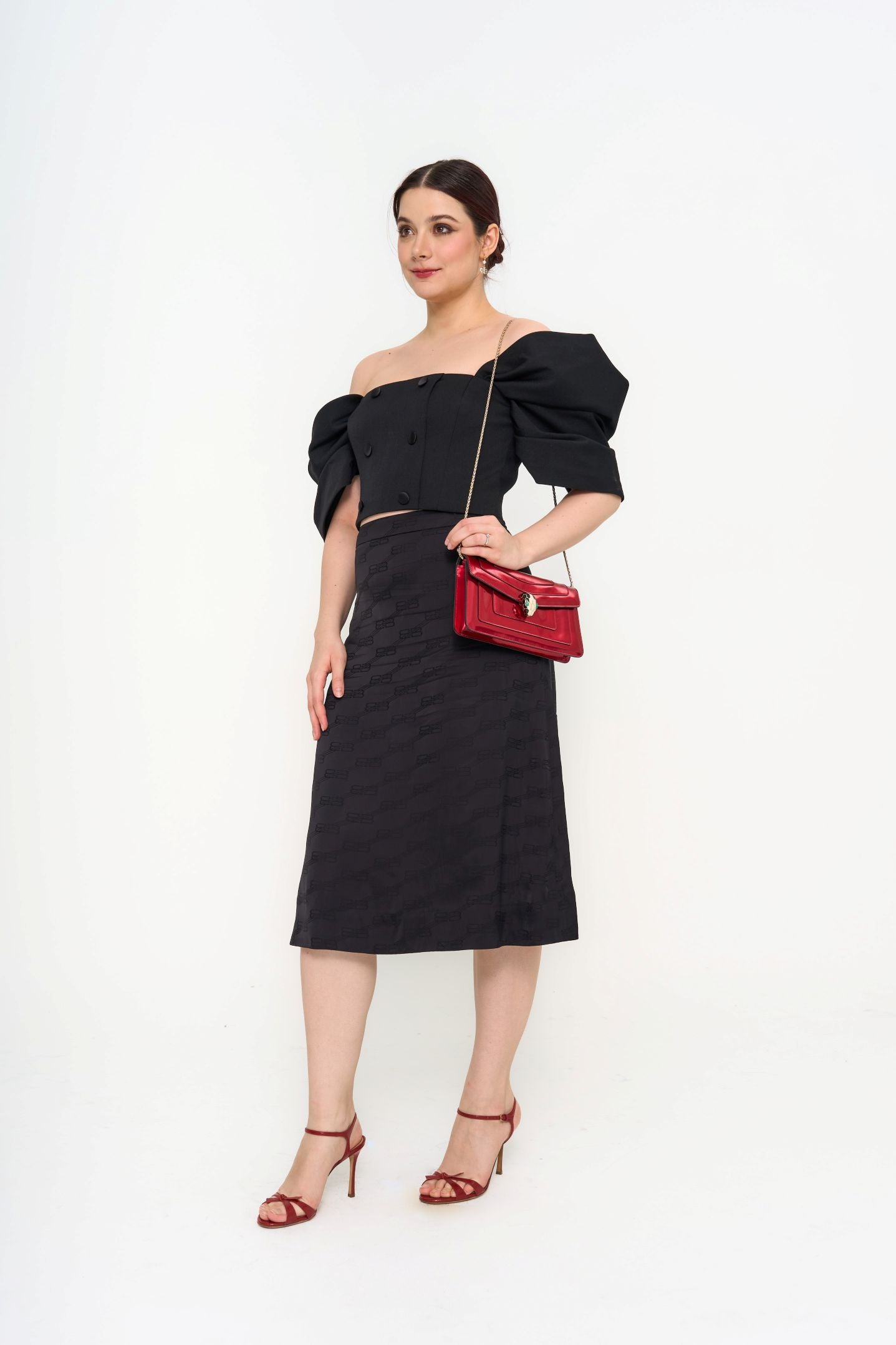 CAROLINA HERRERA Black wool-blend bustier top (US8)