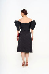 CAROLINA HERRERA Black wool-blend bustier top (US8)