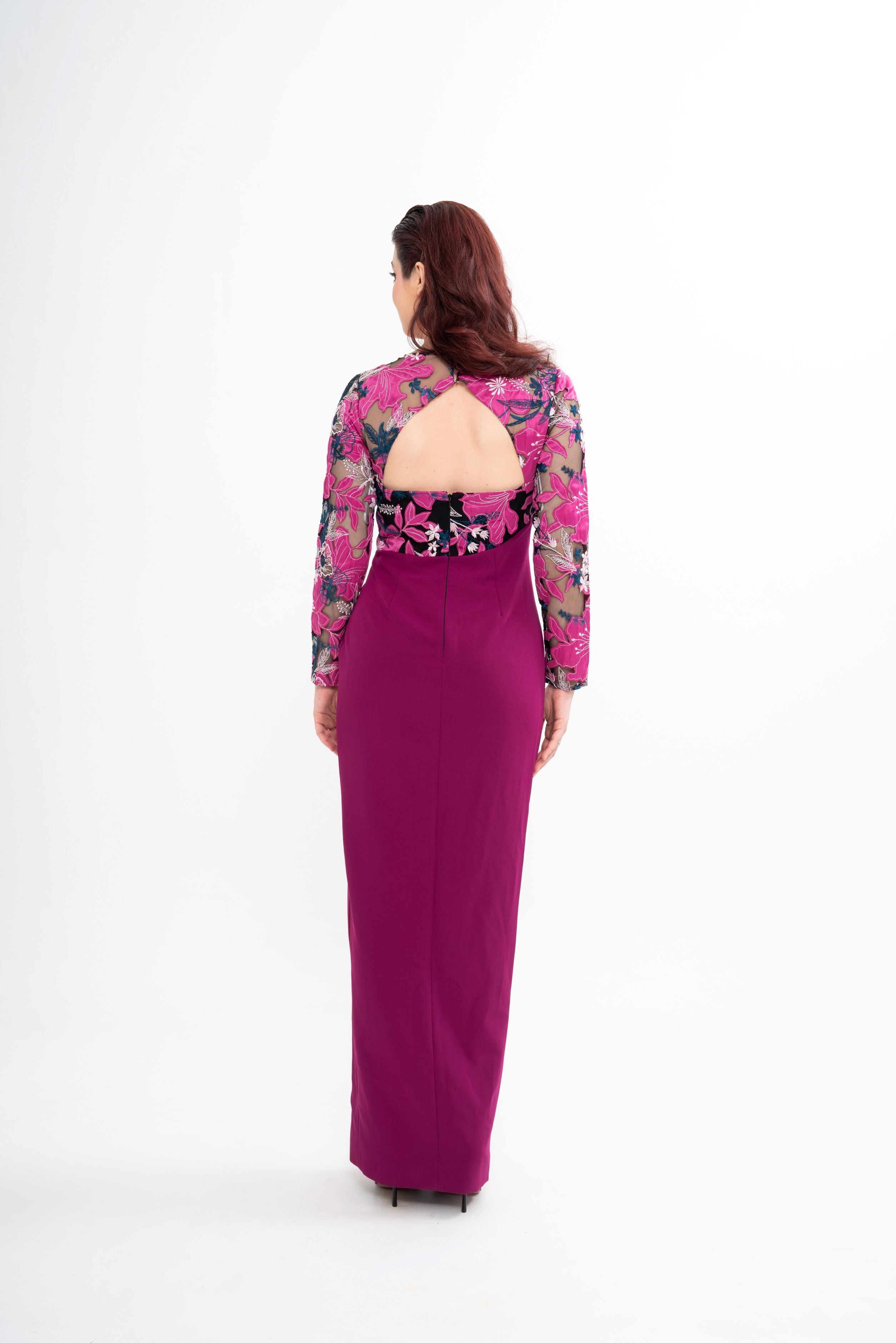 MARCHESA NOTTE Cutout embroidered tulle and crepe gown (US6)