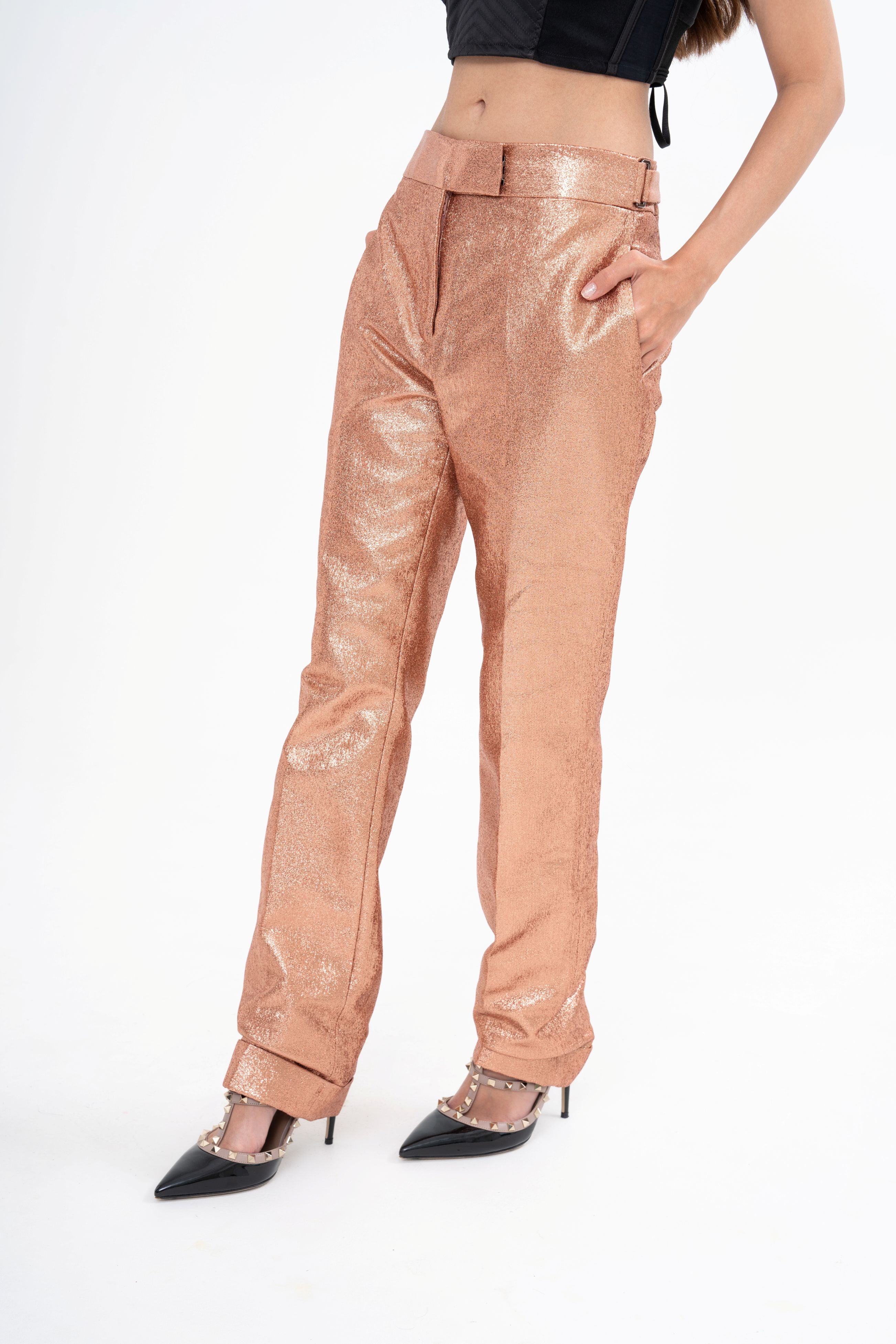 TOM FORD  Iridescent sablé straight-leg pants (IT38, IT40)