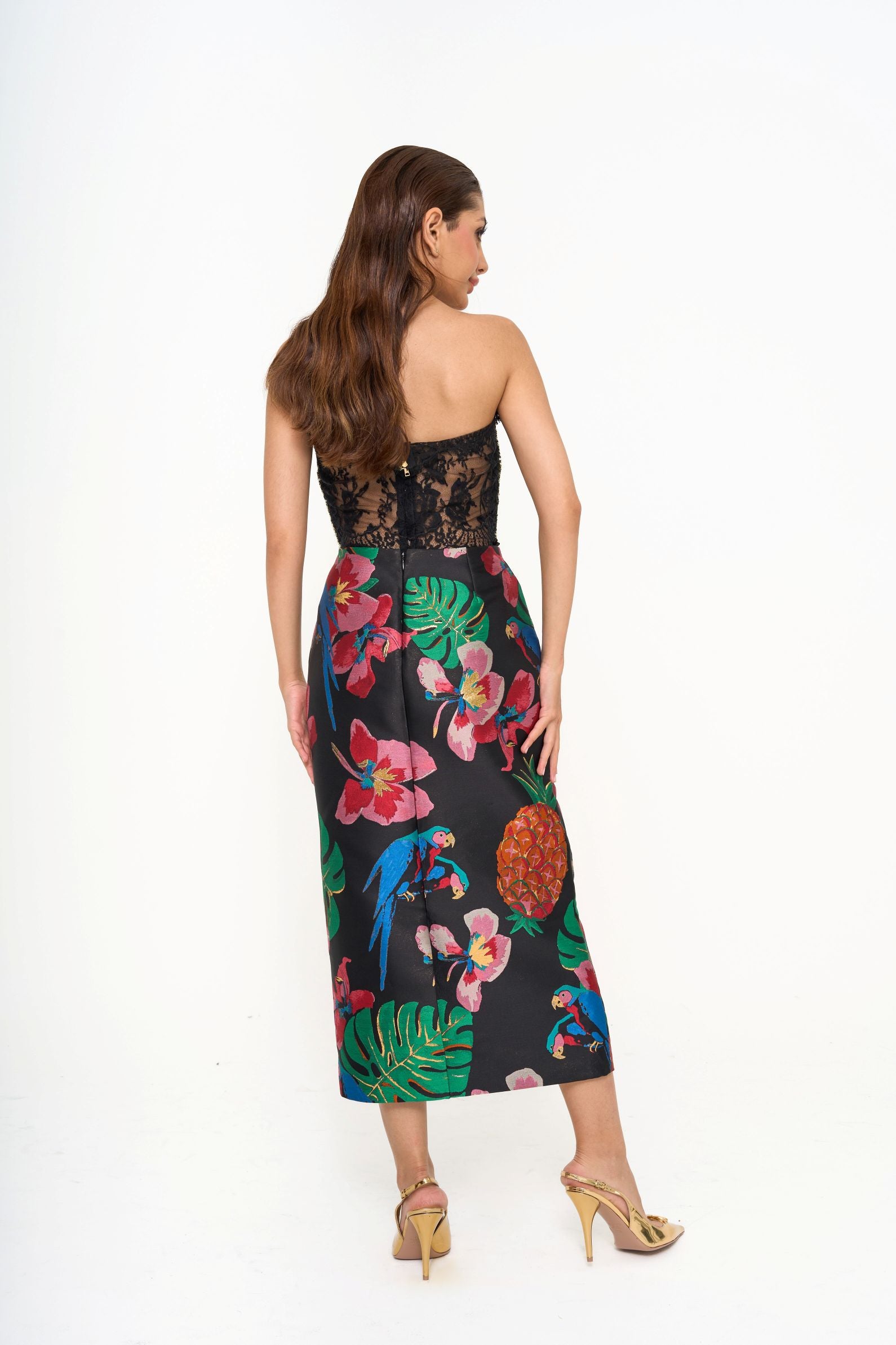 Luxury Jacquard Skirt Rental | Valentino Parrot Bloom | KL