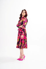Versace Pleated printed crepe midi dress (IT44)
